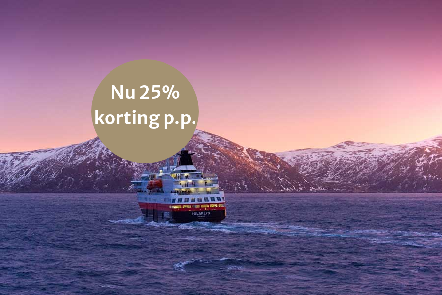 2024-2025 Hurtigruten Noorderlicht postschiproute Noordwaarts