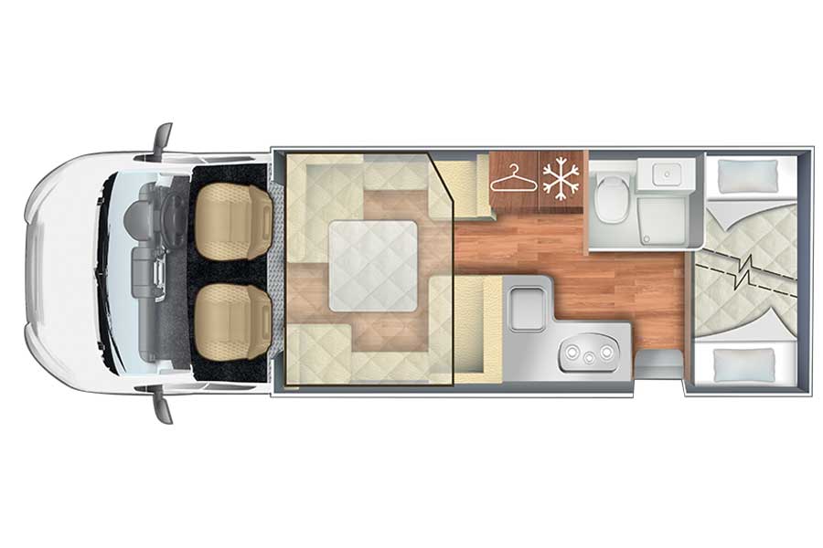 Layout Type D Luxe camper vanaf Ireland West Airport Knock