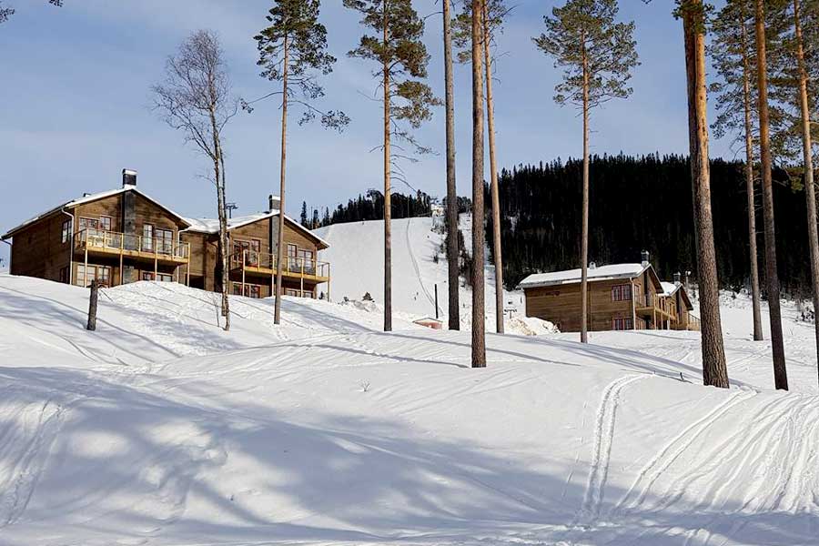 Uitzicht op de Gullbrändan appartementen in Kläppen, Zweden